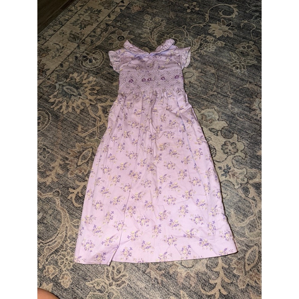 Vintage Laura Ashley Purple Smocked Dress Girls Floral